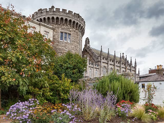 Castle in Ireland with garden.